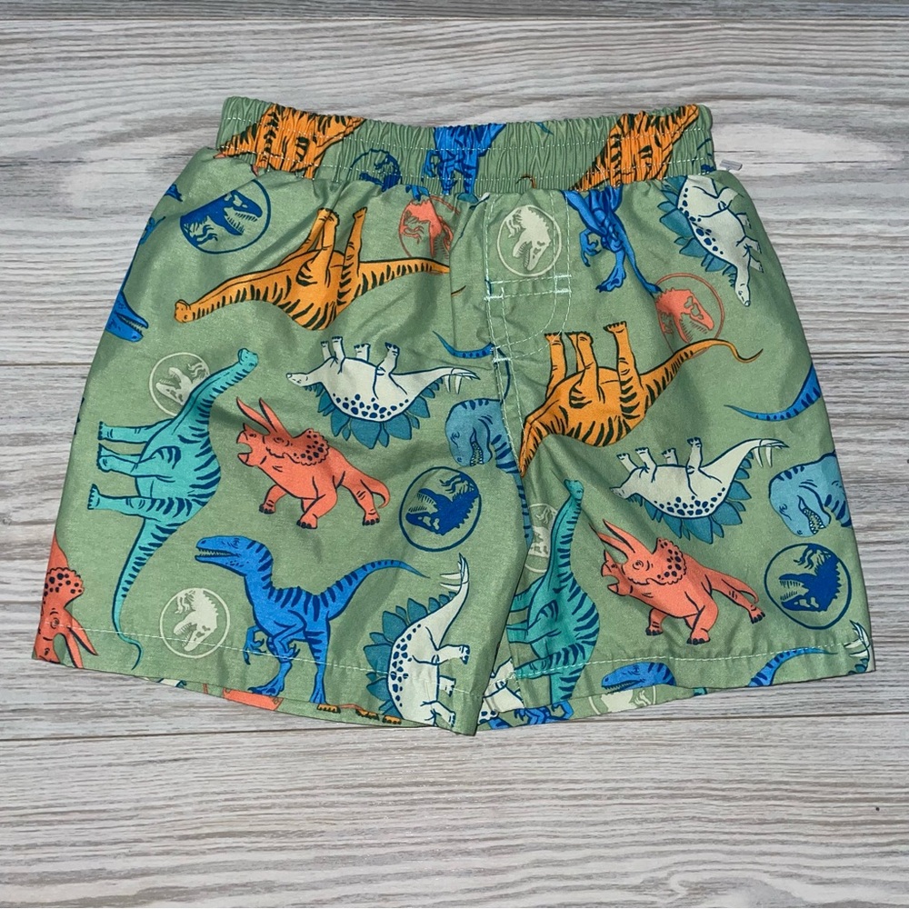 Jurassic World Baby Boys Swim Trunks 18 Months Green Dino Print Mesh Lined